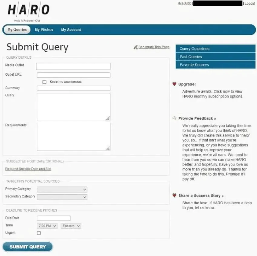 Submit-Query-on-HARO