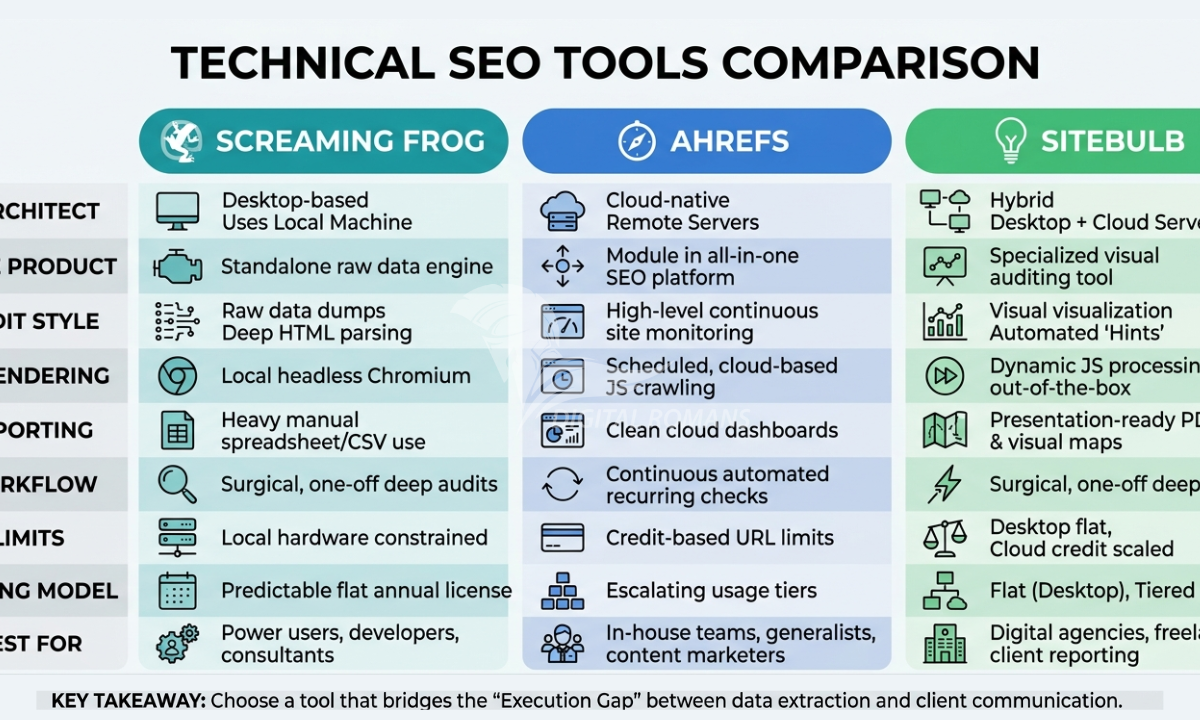 The Best Technical SEO Tools Compared: Screaming Frog vs. Ahrefs vs. Sitebulb
