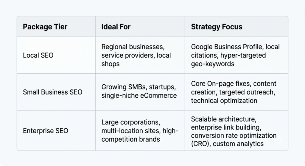 Scalable SEO Package Options